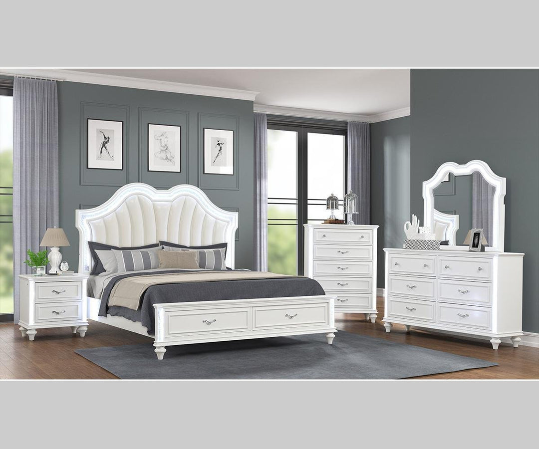 Vivid 8-Piece Elegant Bedroom Set With LED Lighting - White