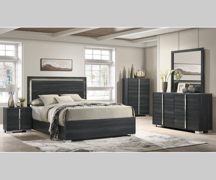 Solace 8-Piece Bedroom Set In Striking Grey Finish