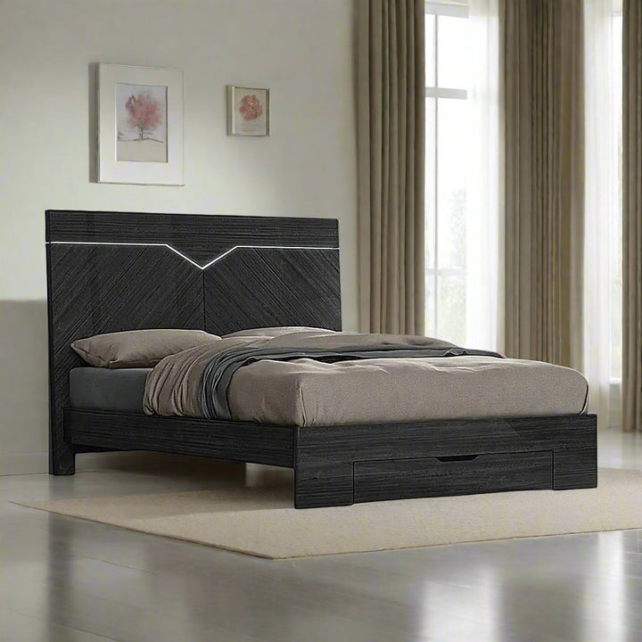 Emilio Chic Platform Bed Frame - Grey Angley