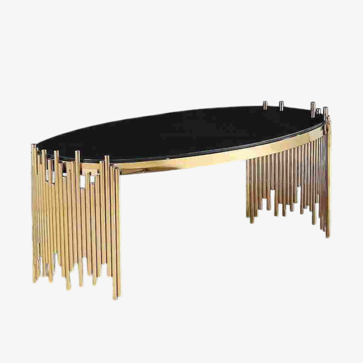 Clark Elegant Tempered Glass Coffee Table With Gold Finish