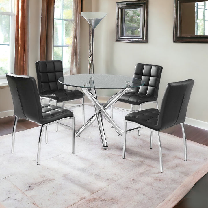 Montreal Exquisite Round Dining Table With Clear Tempered Glass