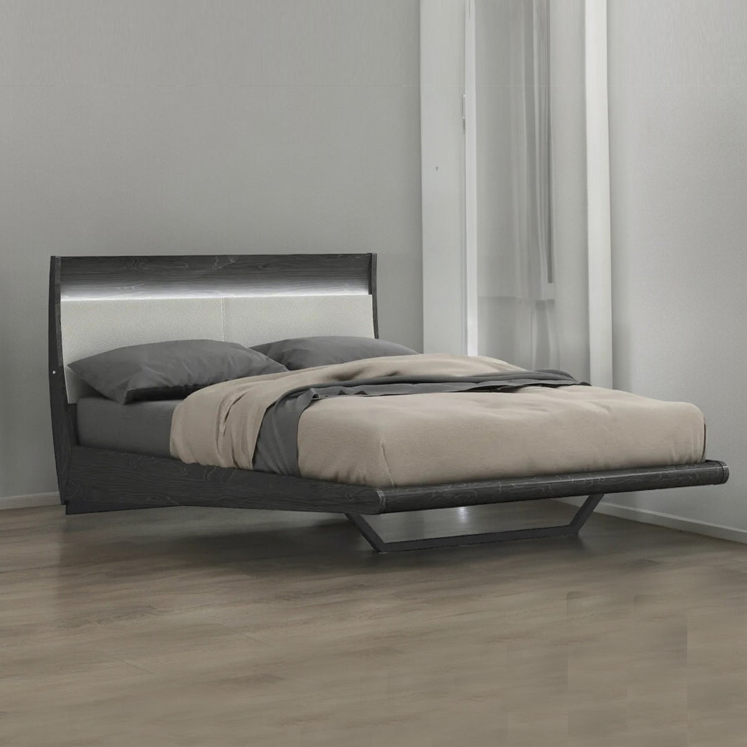 Gunner Modern Platform Bed With Built-in LED Lights - Exquisite Grey