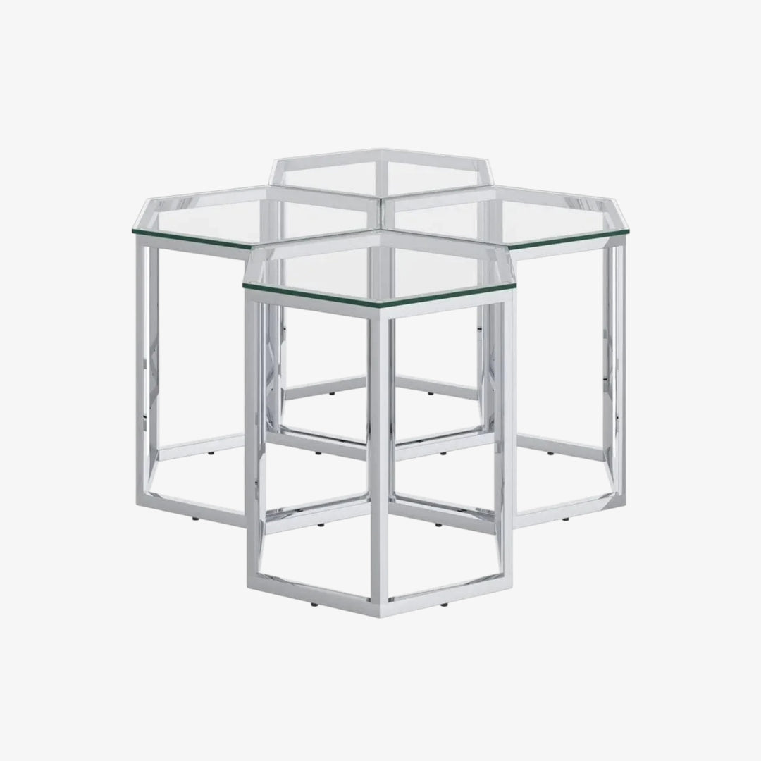 Zelda Contemporary Coffee Table With Appealing Chrome Finish | Available In Set of 3 & 4 Pieces