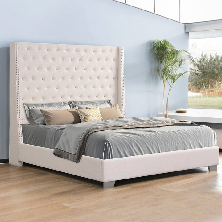 Barcelona Bed Boasts an Elegant and Durable Design - Beige/ Grey
