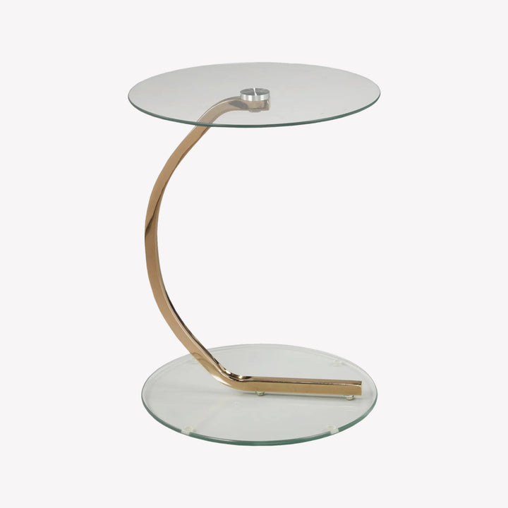 Contemporary Rose Gold Accent Table with Tempered Glass Top - Stylish and Versatile