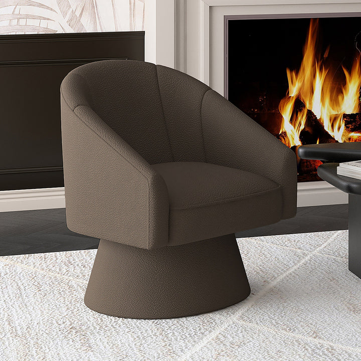 Tilsy Accent Chair in Charcoal Boucle – Modern 360° Swivel Chair with Textured Upholstery