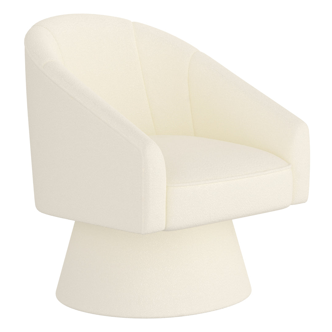 Tilsy Accent Chair in Ivory Boucle – Modern 360° Swivel Chair with Textured Upholstery