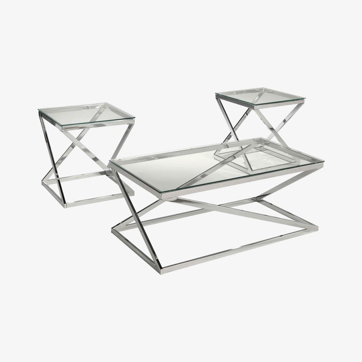 Joy 3-Piece Timeless Coffee Table Set In Chrome Finish