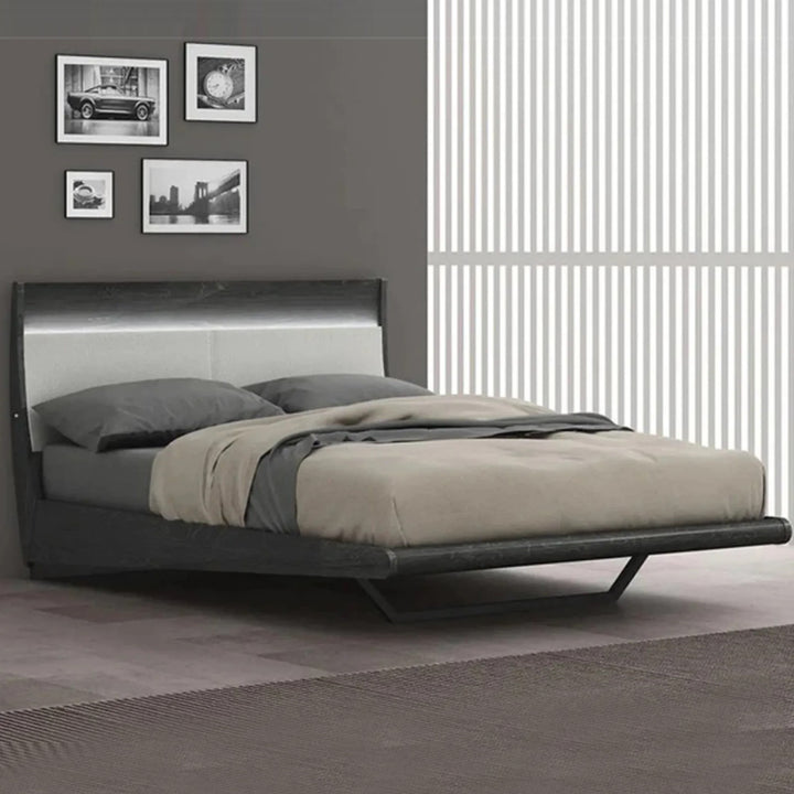 Gunner Modern Platform Bed With Built-in LED Lights - Exquisite Grey