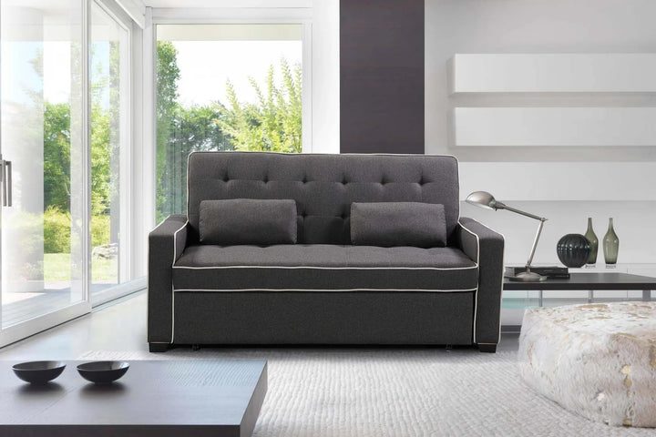 Austin Modern Grey Fabric Sleeper Sofa With Pull-Out Bed & Built-In USB Ports