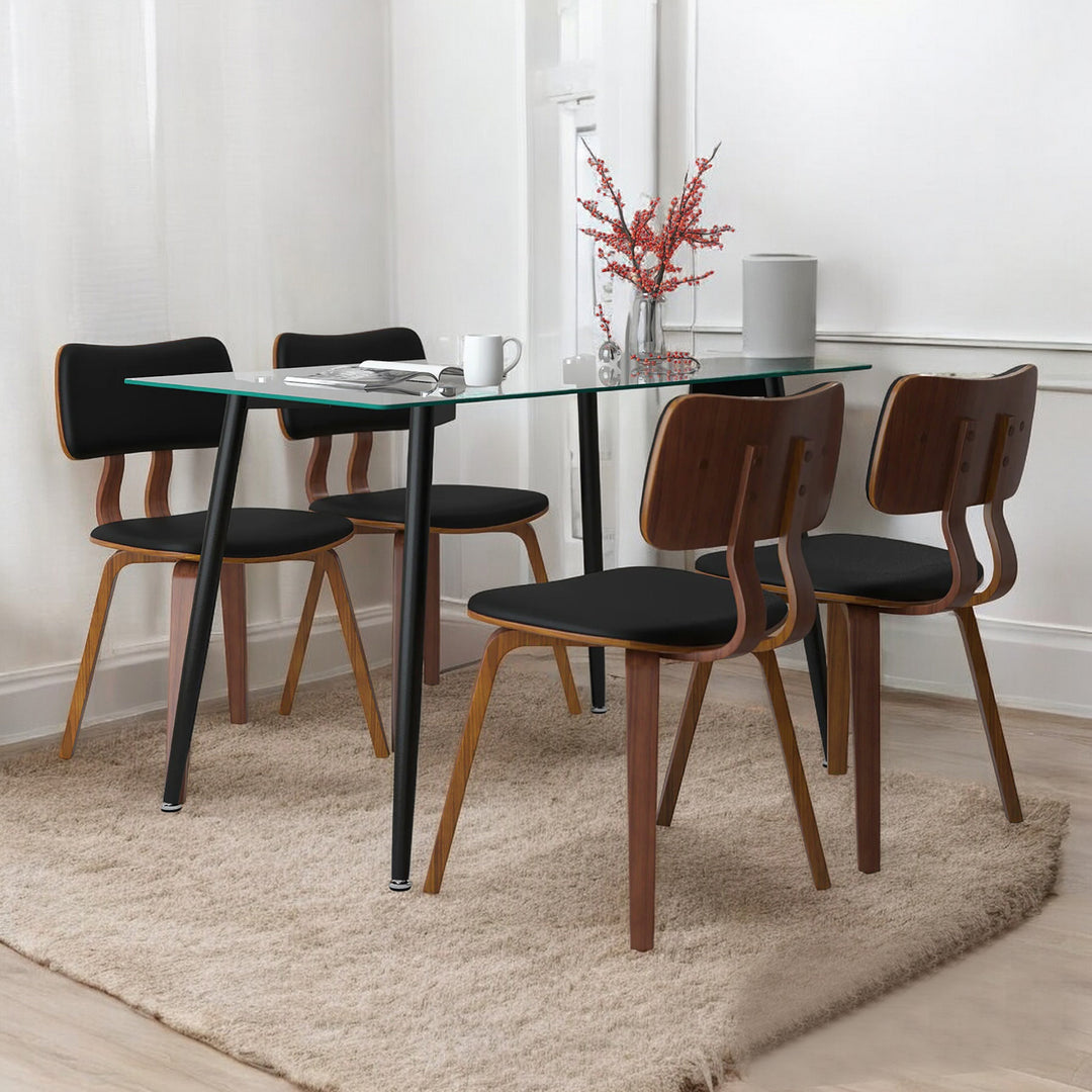 Eden Side Chair in Faux Leather and Walnut | Available In White & Black Colors