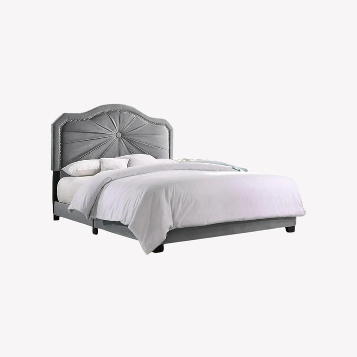 Embla Fabric Upholstered Platform Bed Frame In Grey Finish