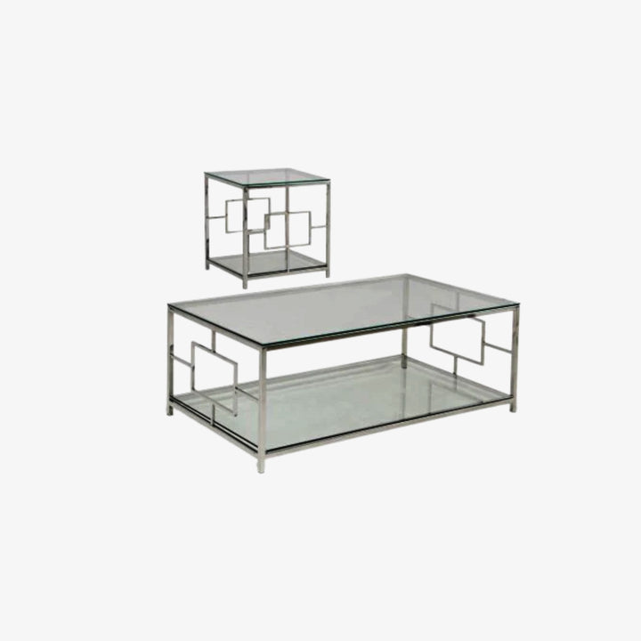 Willa Stainless Steel Coffee Table Set In Chrome Finish