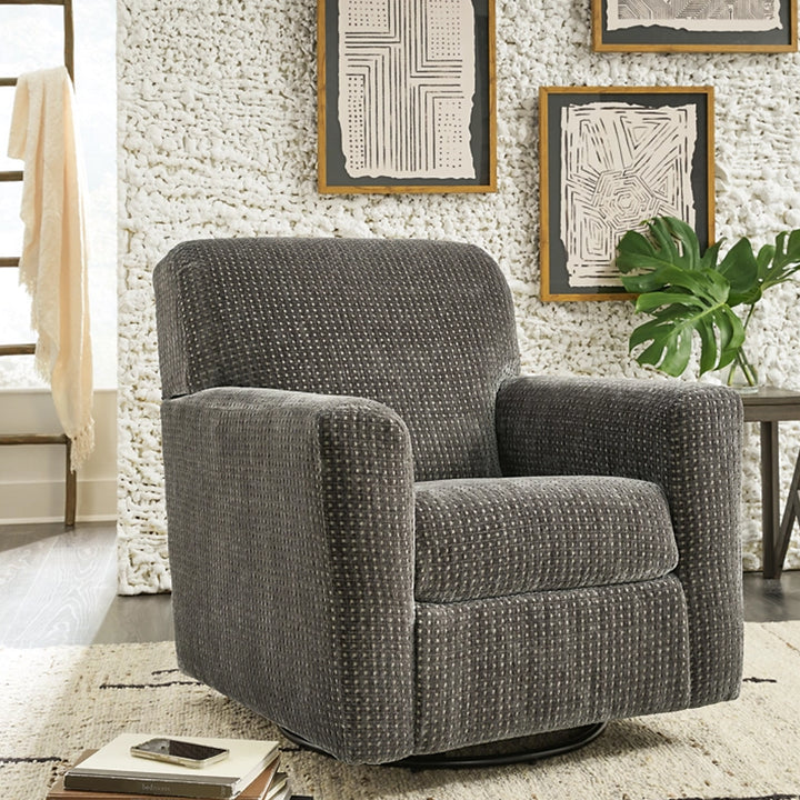 A3000366 Herstow Swivel Glider Accent Chair - Charcoal | Signature Design By Ashley