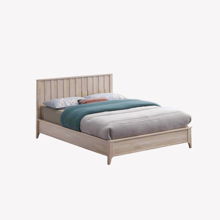 Brielle Chic Platform Bed Frame (60" Queen Size) - Whitewash