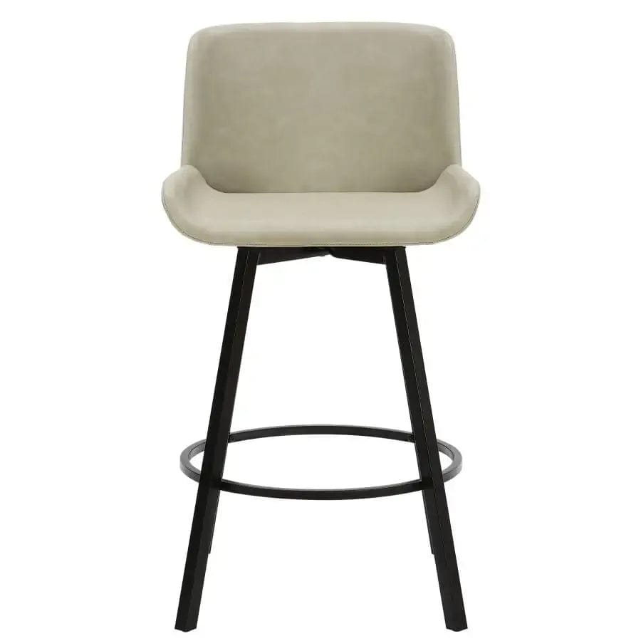 Levi 26" Counter Stool in Vintage Ivory Faux Leather and Black (Set of 2)