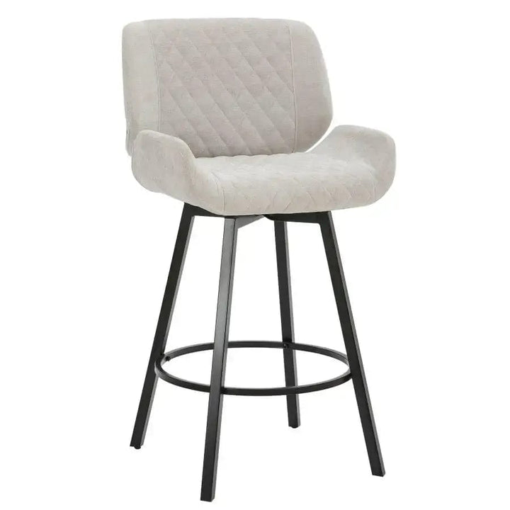 Uriel 26" Counter Stool in Grey Fabric and Black (Set of 2)
