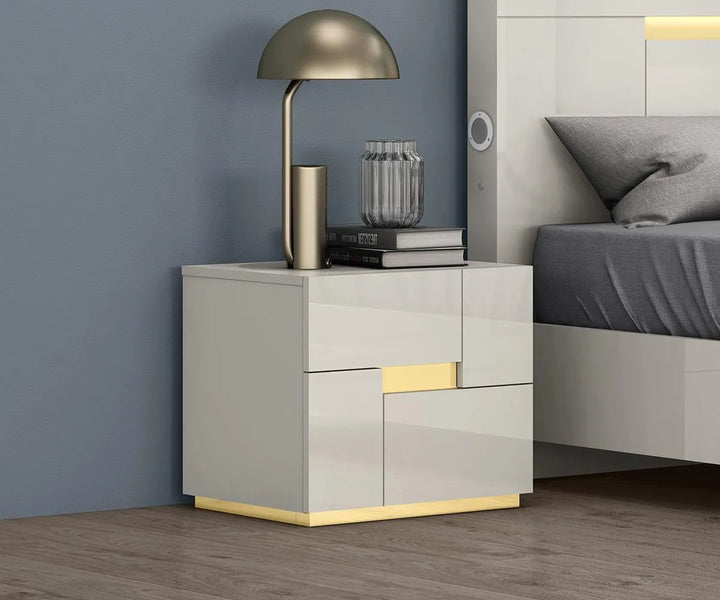 Extara 2-Drawer Night Table With Enticing Grey Finish