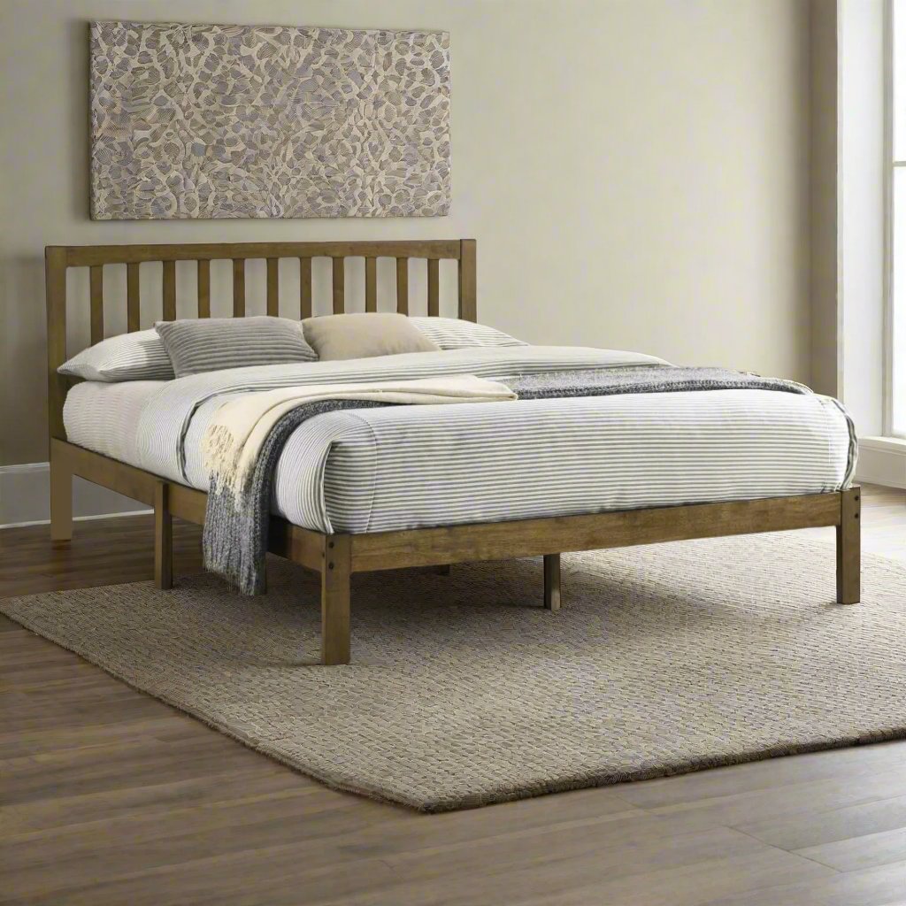 Beckett Classic Platform Bed Frame In Walnut Finish