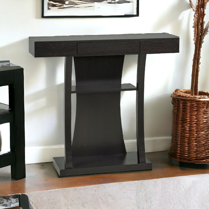 Elegant Dark Cherry Console Table With Storage Drawer