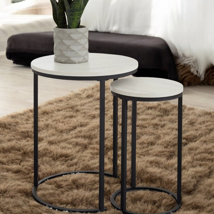 A4000225 Briarsboro Accent Table In White/ Black Finish (Set of 2) | Signature Design By Ashley