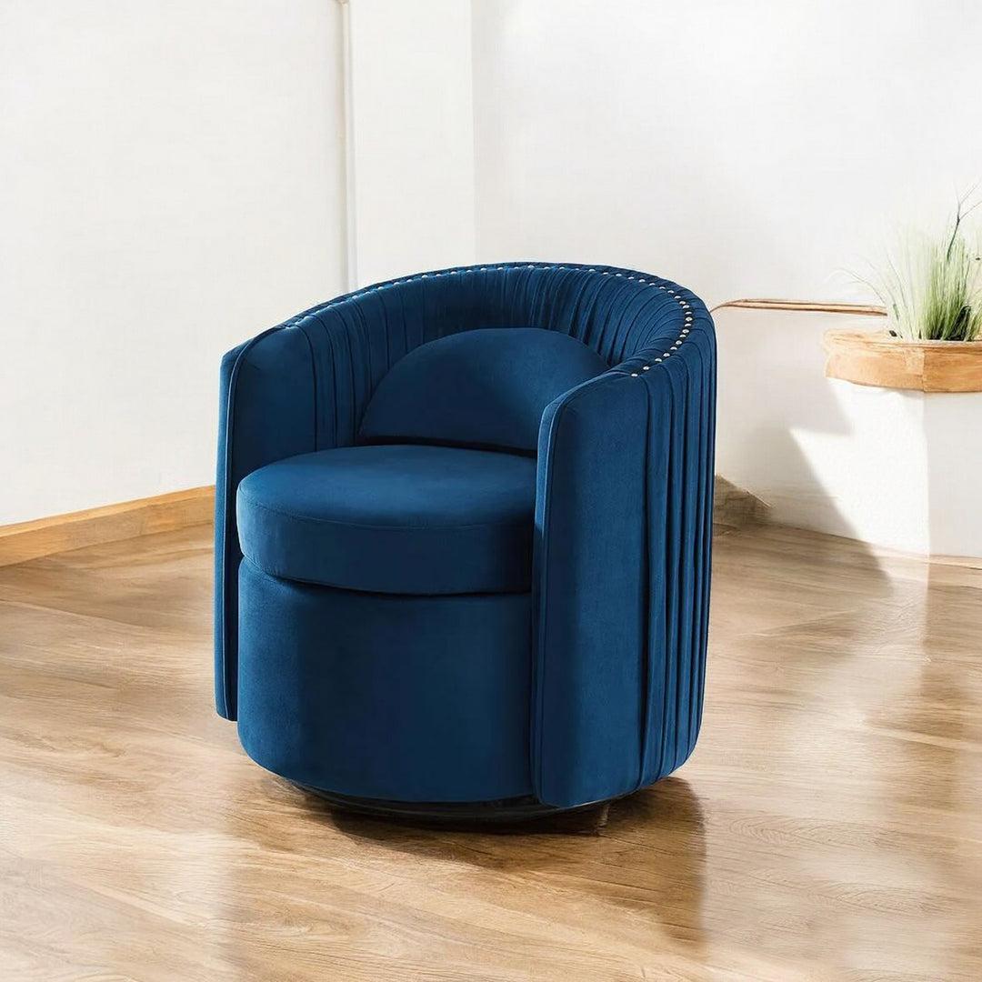 Zevon Velvet Arm Chair With Velvet Upholstery - Charming Blue