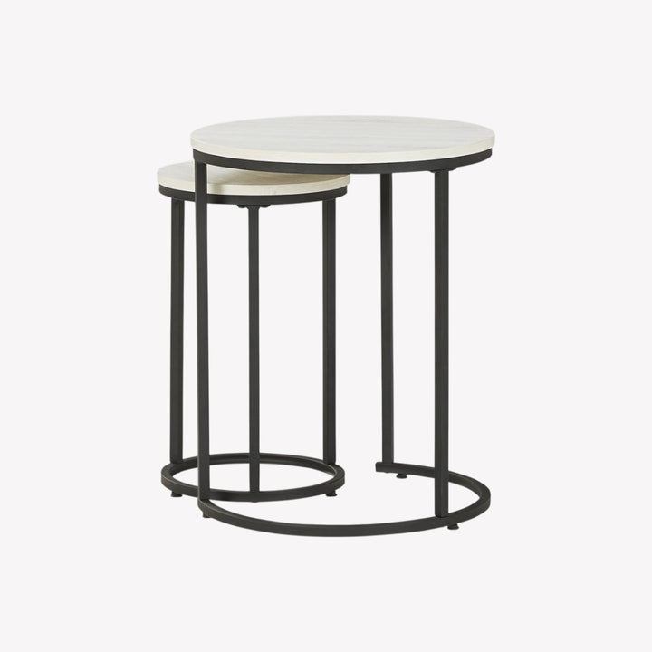 A4000225 Briarsboro Accent Table In White/ Black Finish (Set of 2) | Signature Design By Ashley