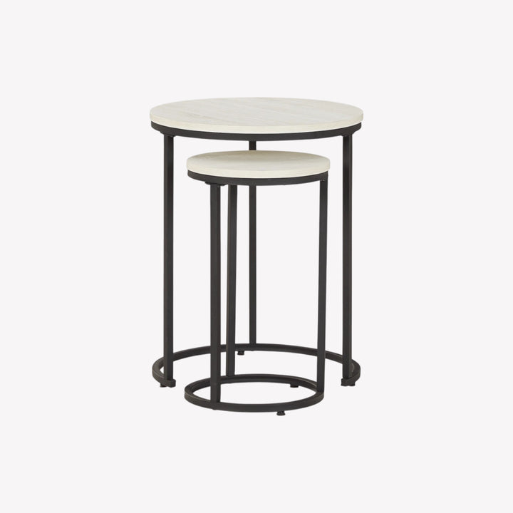 A4000225 Briarsboro Accent Table In White/ Black Finish (Set of 2) | Signature Design By Ashley