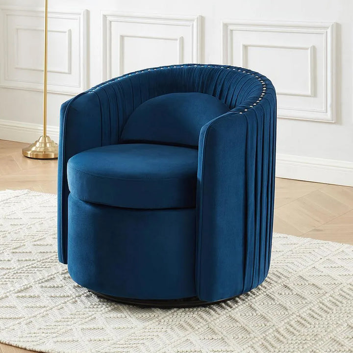 Zevon Velvet Arm Chair With Velvet Upholstery - Charming Blue