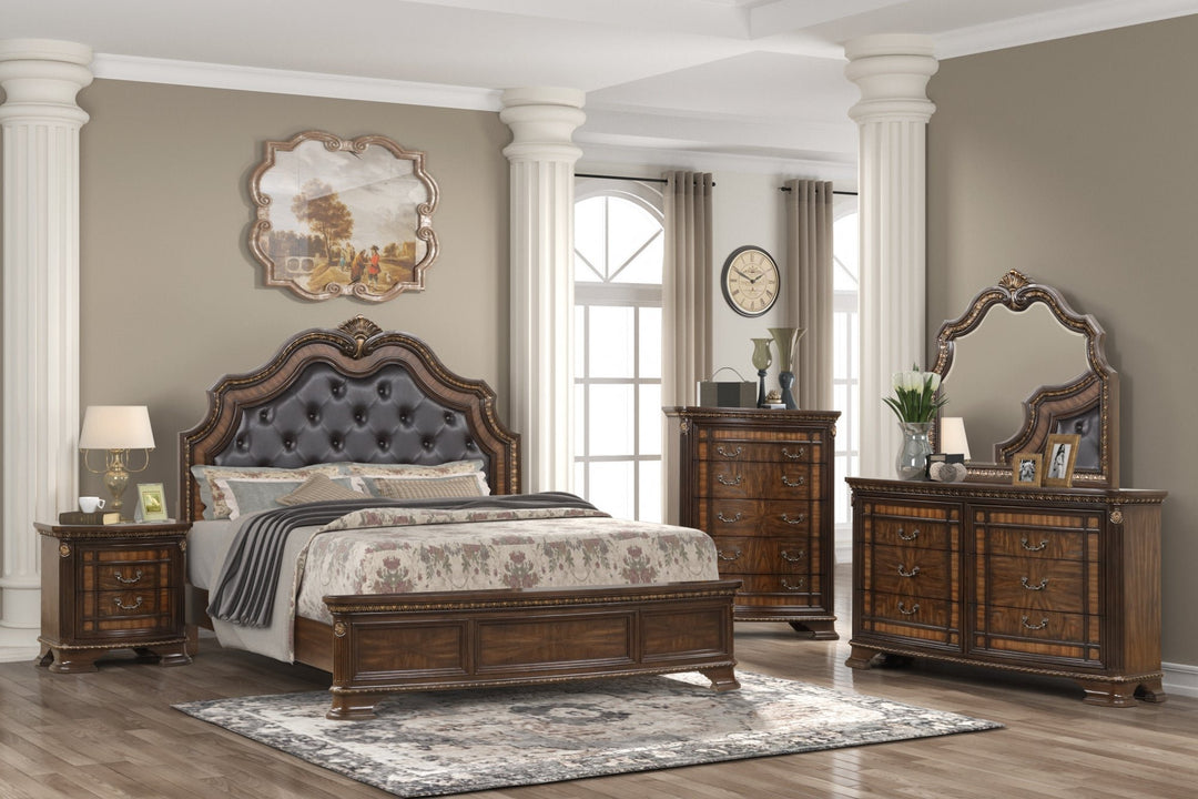 Essence 8-Piece Bedroom Set In Striking Walnut Finish