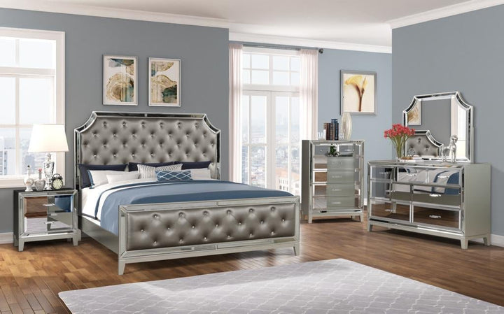 Divine 8-Piece Bedroom Set In Captivating Silver Finish