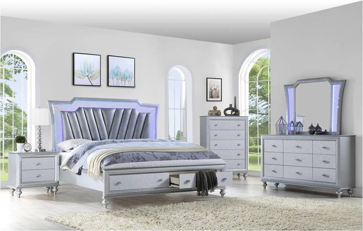 Gleam 8-Piece Bedroom Set With Crystal Accents - Grey