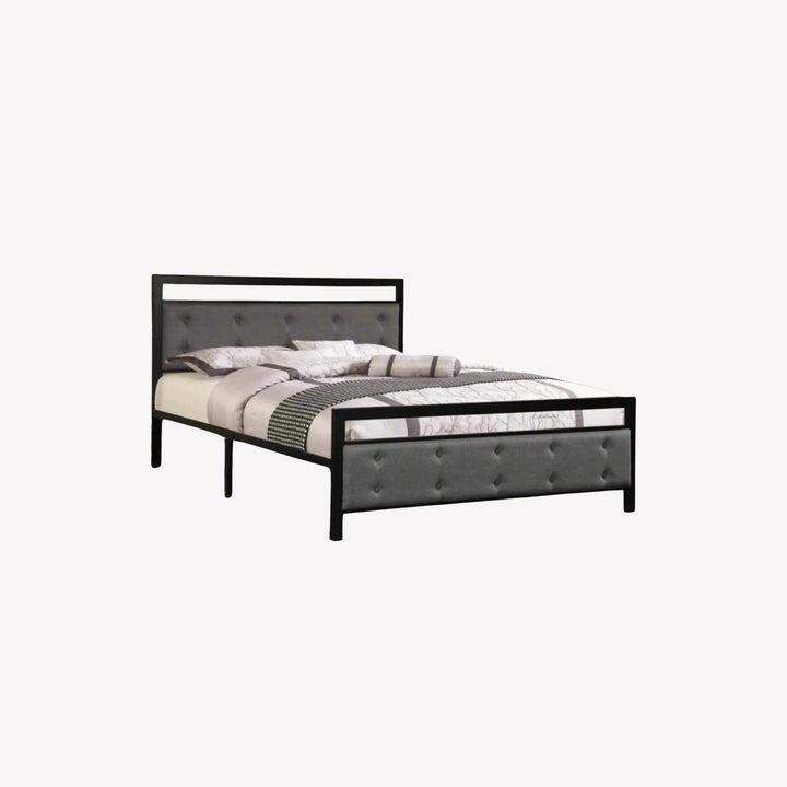 Valiant Metallic Platform Bed Frame In Fabric Upholstery - Black/ Grey