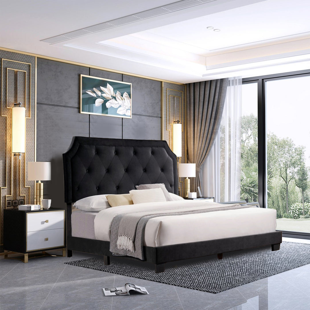 Bloom Black Platform Bed With Sophisticated Valvet Fabric