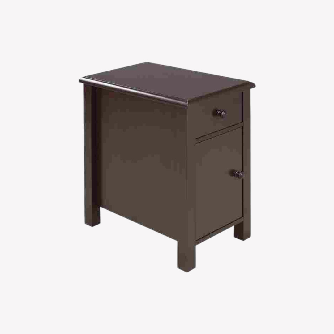 Functional Dark Cherry Accent Table with Storage Drawer and Cabinet - Compact Storage Solution