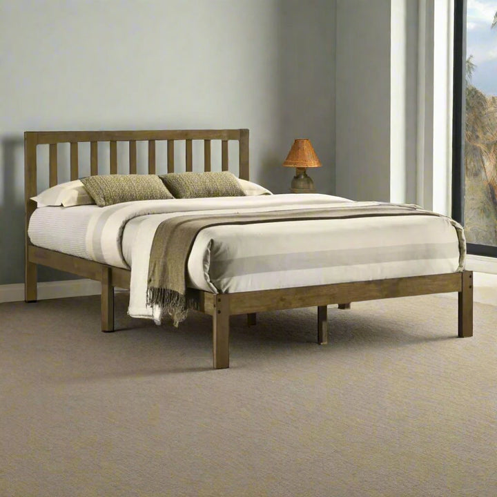 Beckett Classic Platform Bed Frame In Walnut Finish