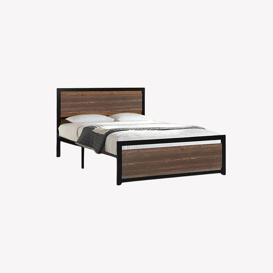 Phoenix Metallic Platform Bed Frame - Black/ Brown