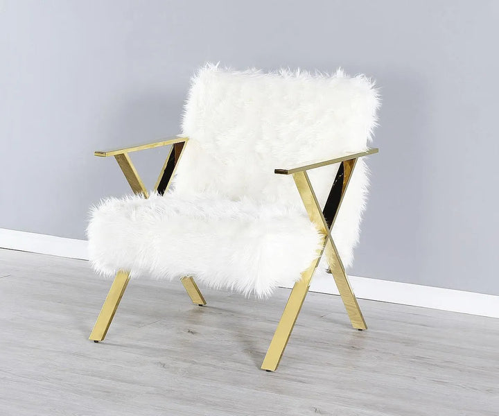 Marissa Modern White Chair With Feather Accent