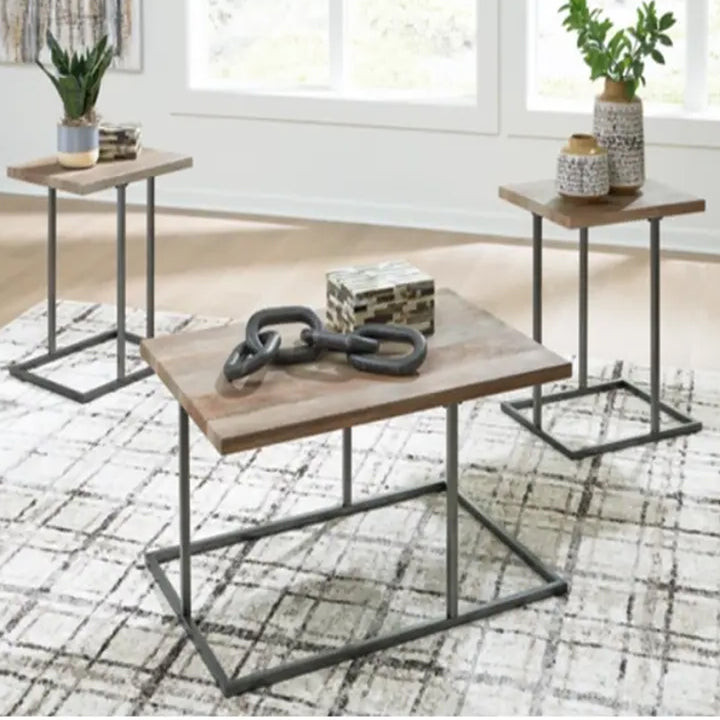 T147-13 Albreane Occasional Table Set (Set of 3) - Greyish Brown/ Black | Signature Design By Ashley