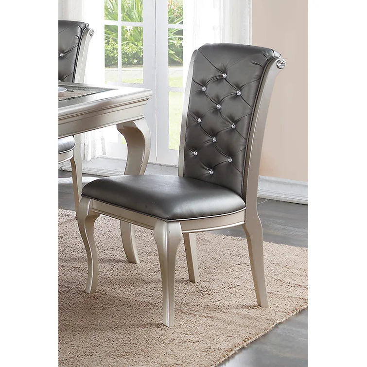 Drexel Tufted Solid Back Side Chair (Set of 2) - Silver Grey