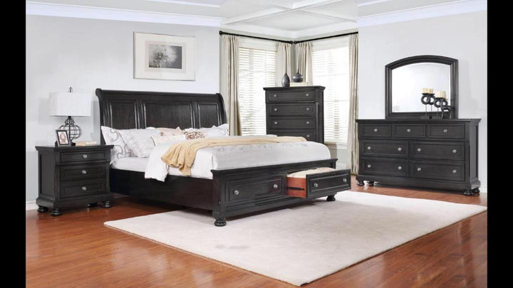 Splendor 8-Piece Vintage Style Bedroom Set In Charcoal Finish