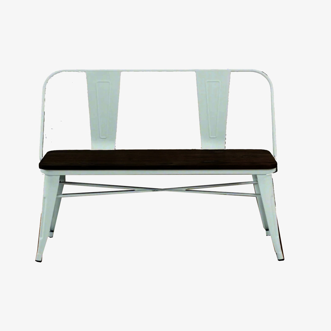 Vance Metallic Bench With Backrest - White