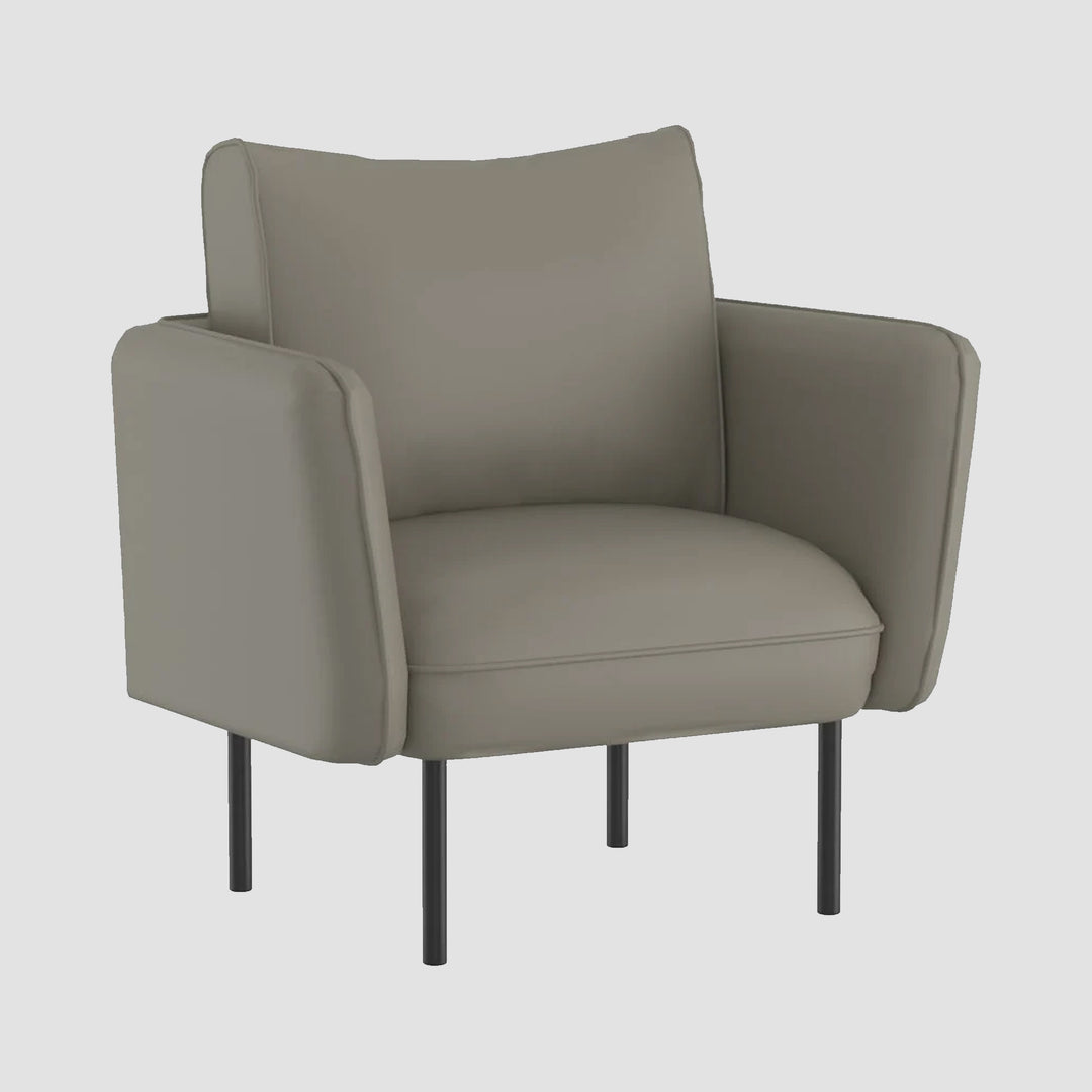 Wade Modern Accent Chair In Faux Leather | Available In Dark Grey, Saddle & Grey-Beige Colors