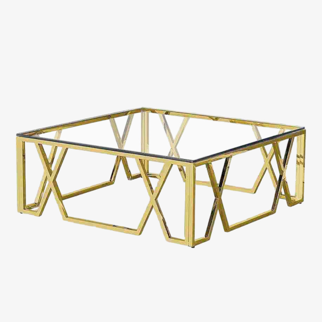 Talia Tempered Glass Coffee Table With Sleek Gold Finish