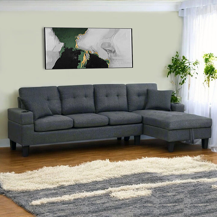 Blaise Sectional Sofa With Striking Grey Finish