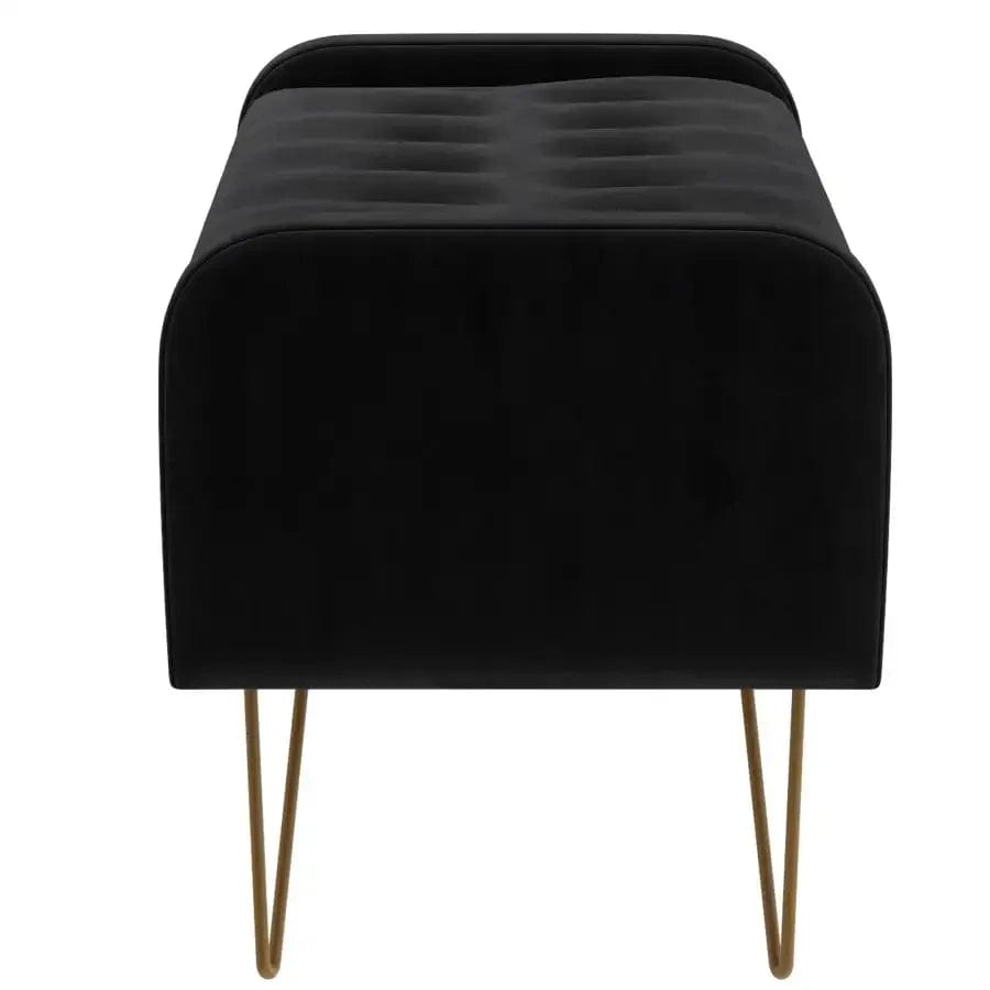 Sabel Storage Ottoman/Bench in Black and Aged Gold