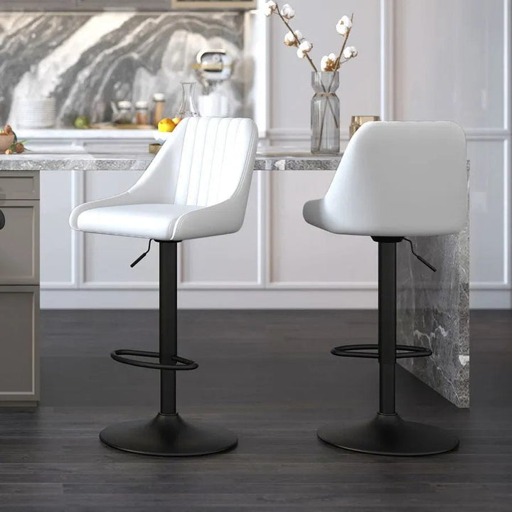 Quentin Adjustable Air-Lift Counter Stool (Set of 2) - White/Black