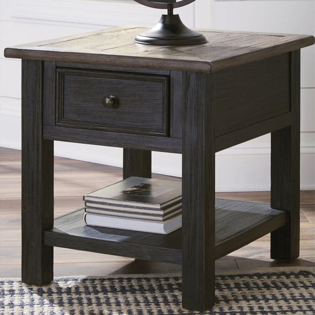 T736-3 Tyler Creek End Table In Greyish Brown/ Black Finish | Signature Design By Ashley