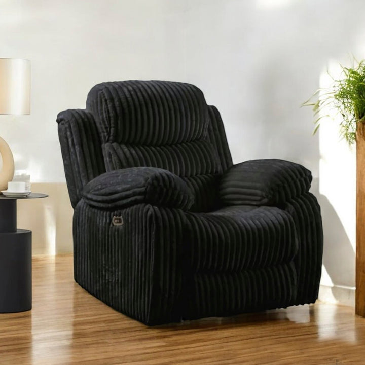 Cascade 3-Piece Power Recliner Set In Luxurious Fabric Upholstery - Black