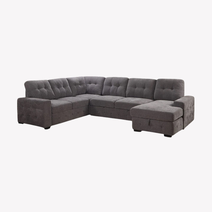 Chilas Cozy Sectional Sofa Bed With RHF Storage Chaise & Corner Couch - Dazzling Grey